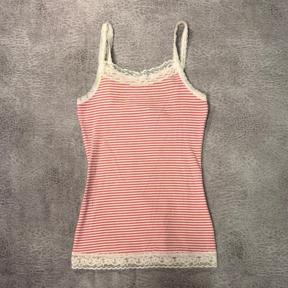 Pink Striped Lace Trim Cami